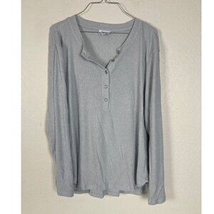 Roudelain XL Ribbed Top Long Sleeve Blouse Gray SOFT XL